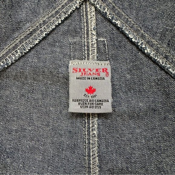 Vintage Silver Jeans Denim Overalls Flare Leg Dark Wash 90's Y2K - Size 1/33 - Picture 7 of 12